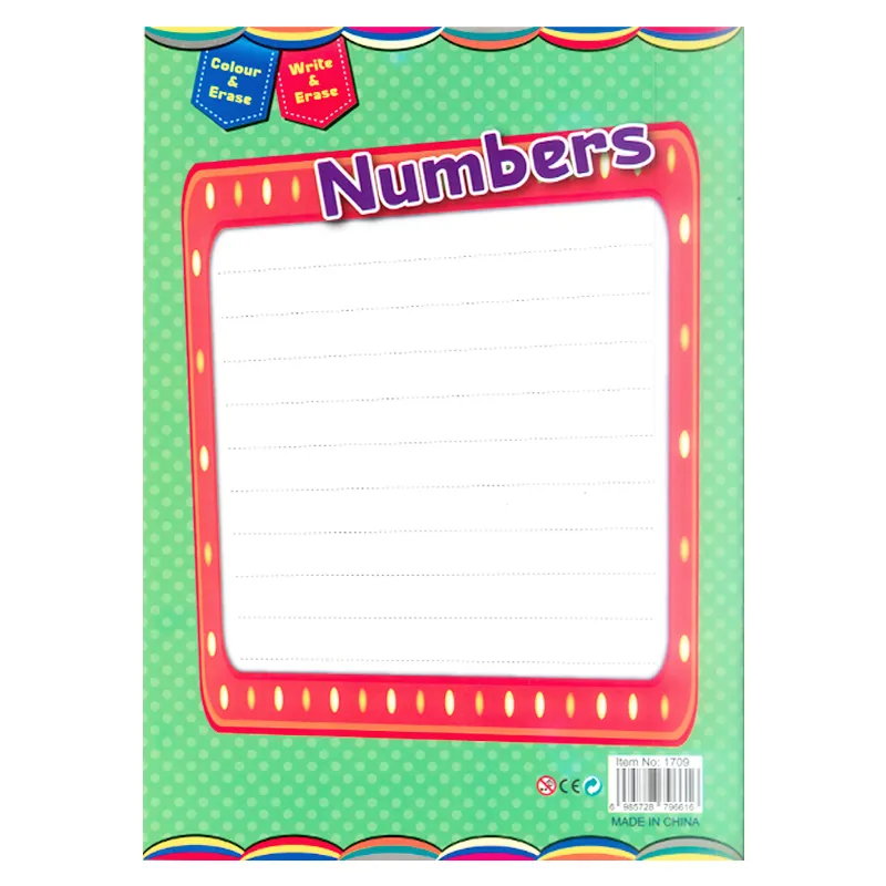 Erasable White Board book learning Numbers Size 33.5 x 24 cm 10 Pages (1709)